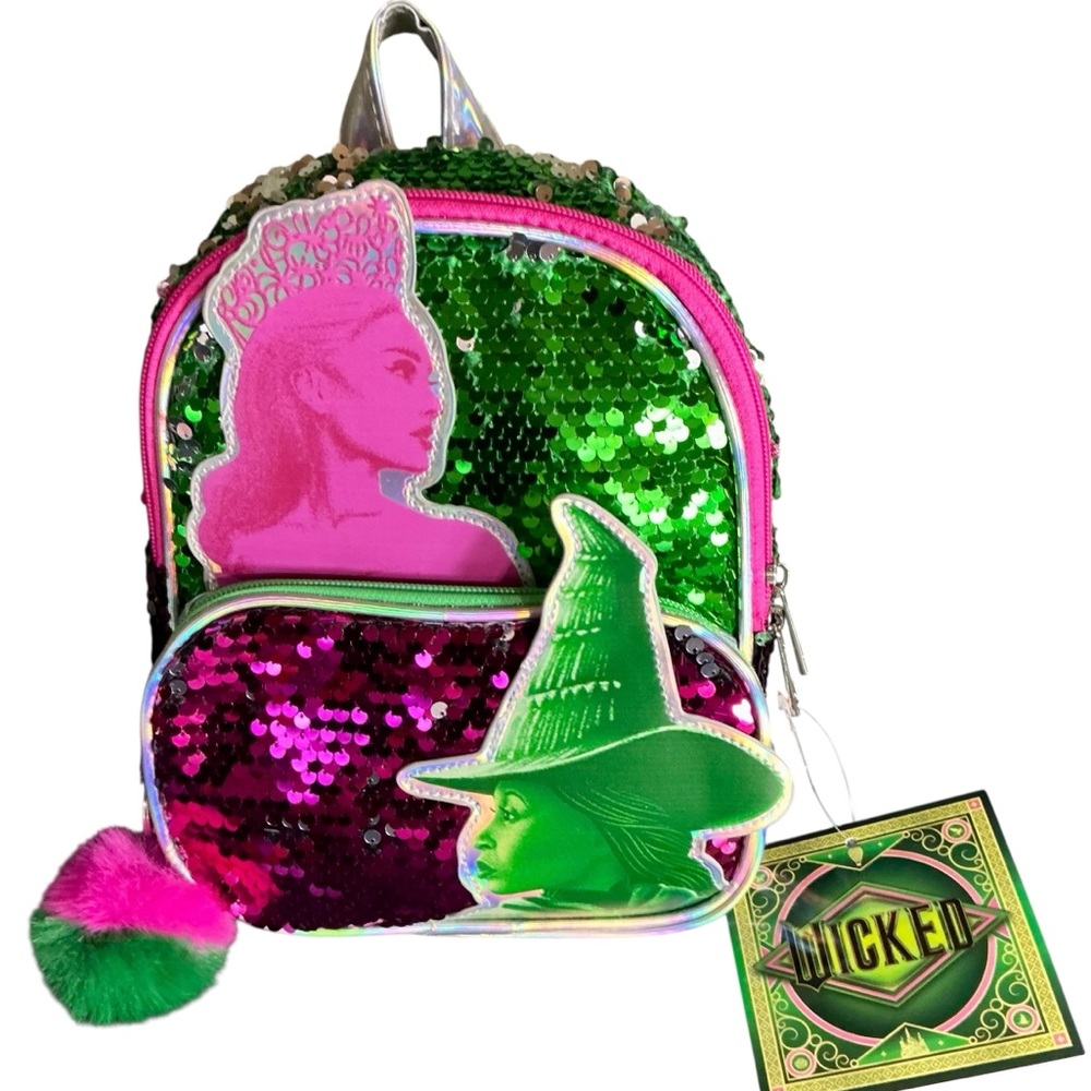 Wicked Sequin Backpack with Pink and Green Accents